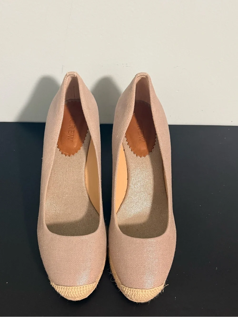 J Crew Women’s Neutral Canvas Espadrille Wedge Pumps size 10. NWOB! ❤️
